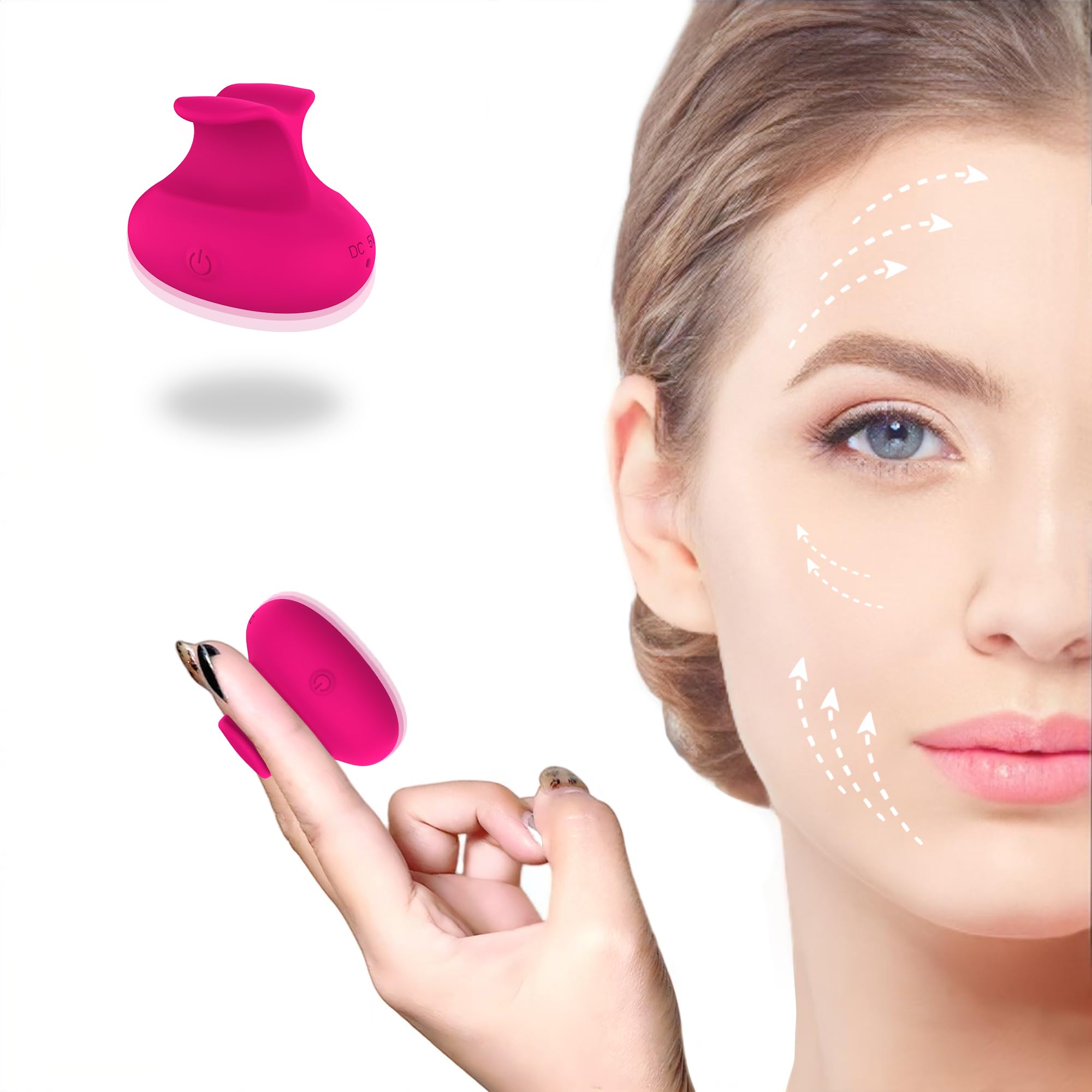 Upgrade Handhold Mini Face & Eye Massager, Waterproof Rechargeable Portable Powerful Multifunctional Skin Care Massage Tool, Eyestrain Relief and Facial Muscle Tension Massage Balls (Rose)