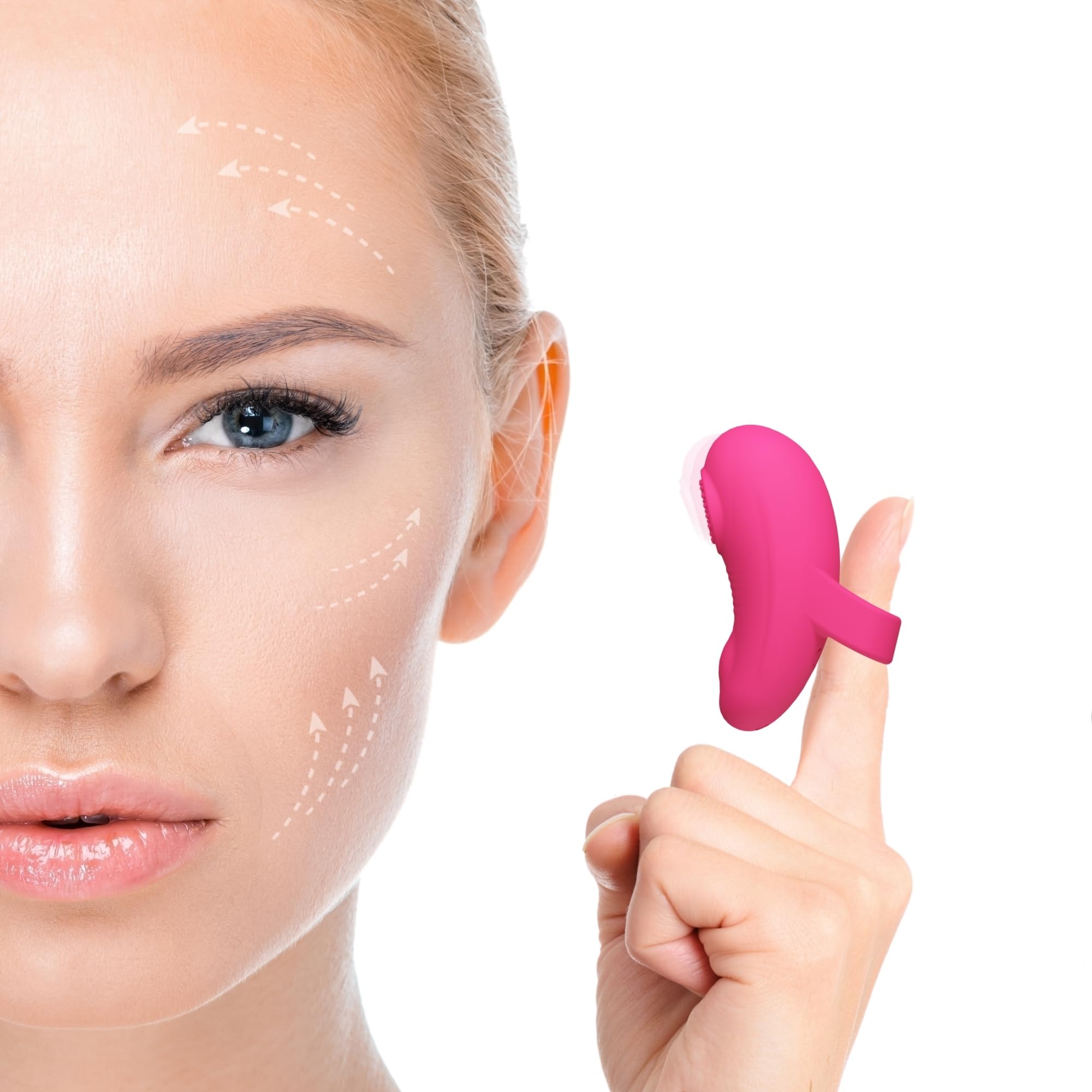 Mini-Ring Face & Eye Massager, Portable Handheld Waterproof Powerful Massage Tool, Multifunctional Eye, Jaw, Finger and Body Massager, Relieves Facial Muscle Fatigue and Pain - Rose