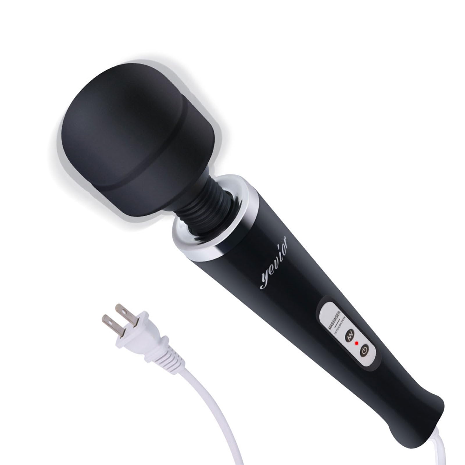 YEVIOR Wired Powerful Handheld Massager with 10 Pulse Settings, Personal Total Body Therapy Massager for Sports Recovery, Muscle Aches, Body Pain (Black)