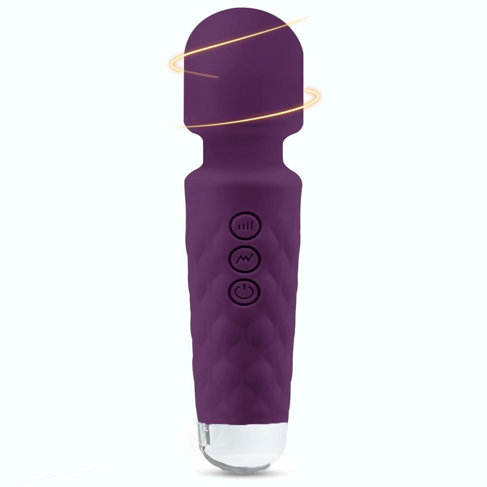 Handheld Mini Massager for Women - Rechargeable Small Massager for Full-Body, Waterproof Design with 8 Speeds 20 Modes to Ease Tension, Promote Relaxation, Rose Purple Massage Tool