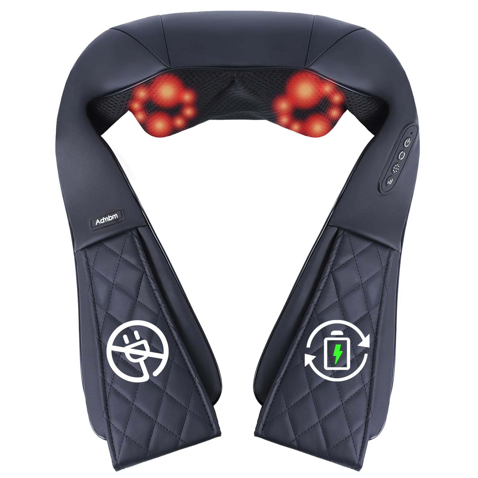 Rechargeable Neck Massager with Heat Shiatsu Back and Neck Massager Cordless Portable Kneading Shoulder Massage Shawl for Pain Relief Deep Tissue Gifts for Dad Mom Friends