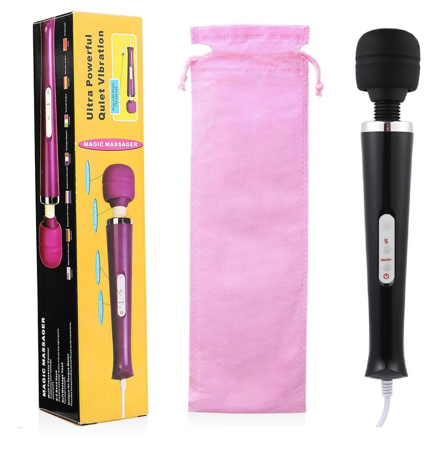 Vibrating Massager Big Tool Back Neck Hand Foot Leg Arm Muscle Massage for Women Muti Speeds (Black)