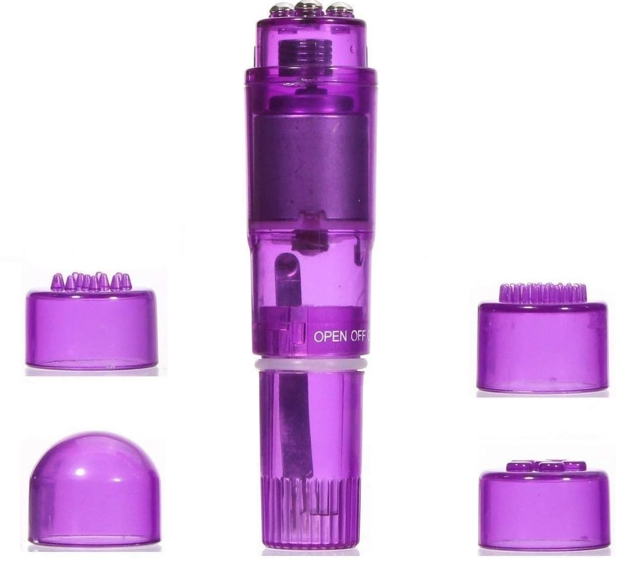 Small Mini Massager Portable Pen for Body Face, Neck, Head,Back Massage with 4 Heads (1PK Purple)