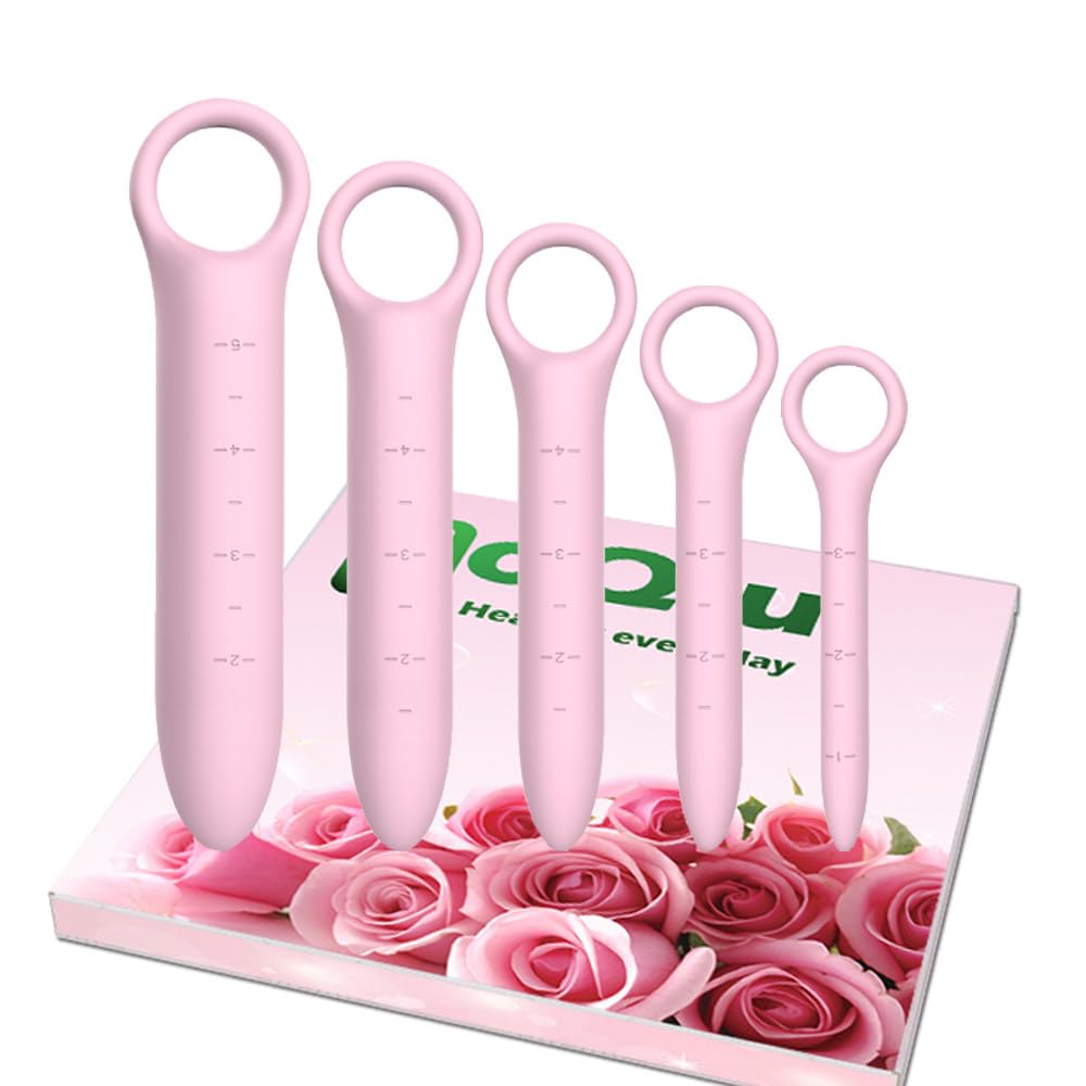 Silicone Dilators for Pelvic Floor for Women with Fine Scales, 5-Pack Pink with Storage Bag, Pelvic Wand Massager, Pelvic Floor Muscle Trainer, Pelvic Floor Strengthening Device