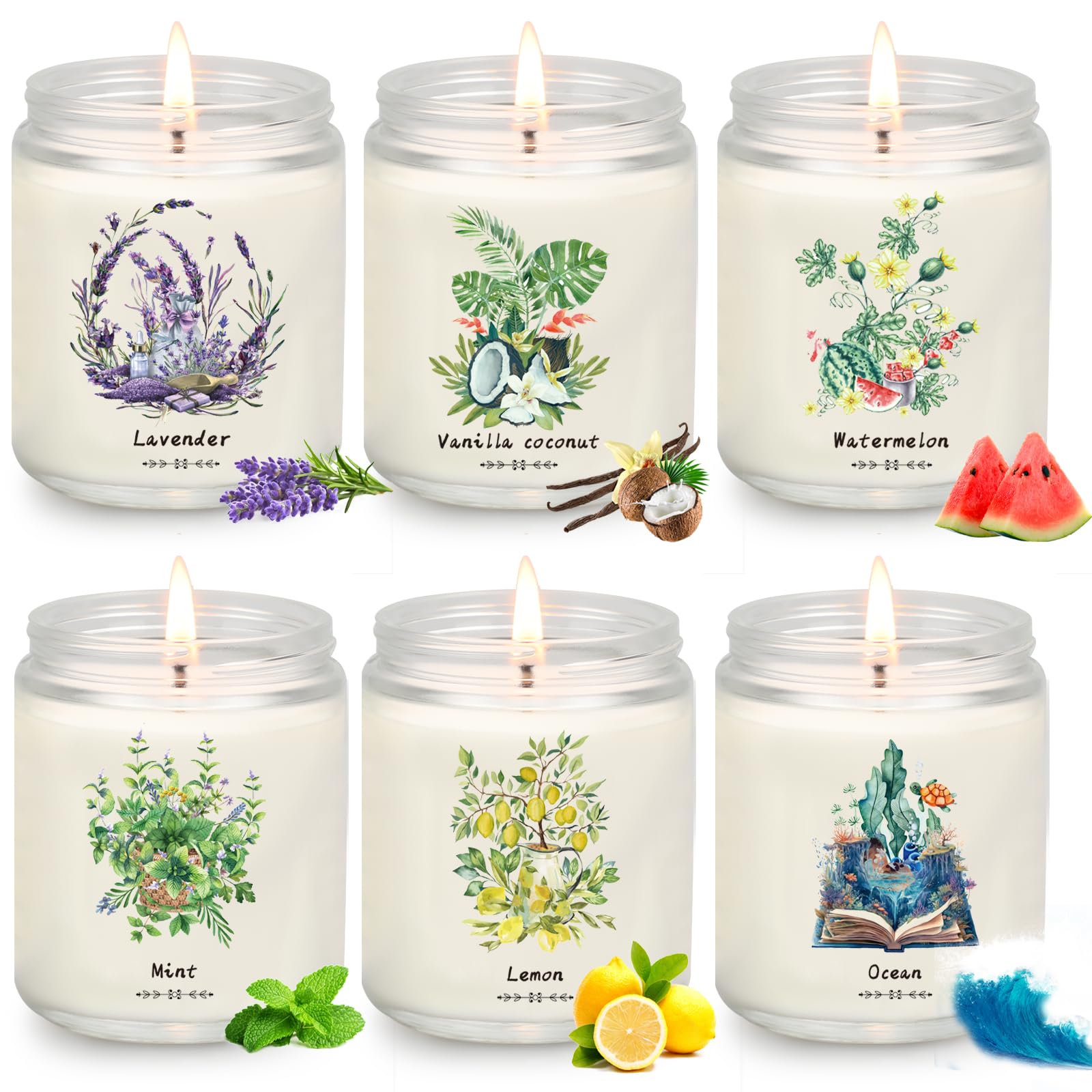 6 Pack Candles for Home Scented, Aromatherapy Candles Gifts Set for Women, 37.8 oz 300H Long Lasting Natural Soy Candles for Women Birthday, Stocking Stuffers, Mother's Day, Anniversary, Christmas