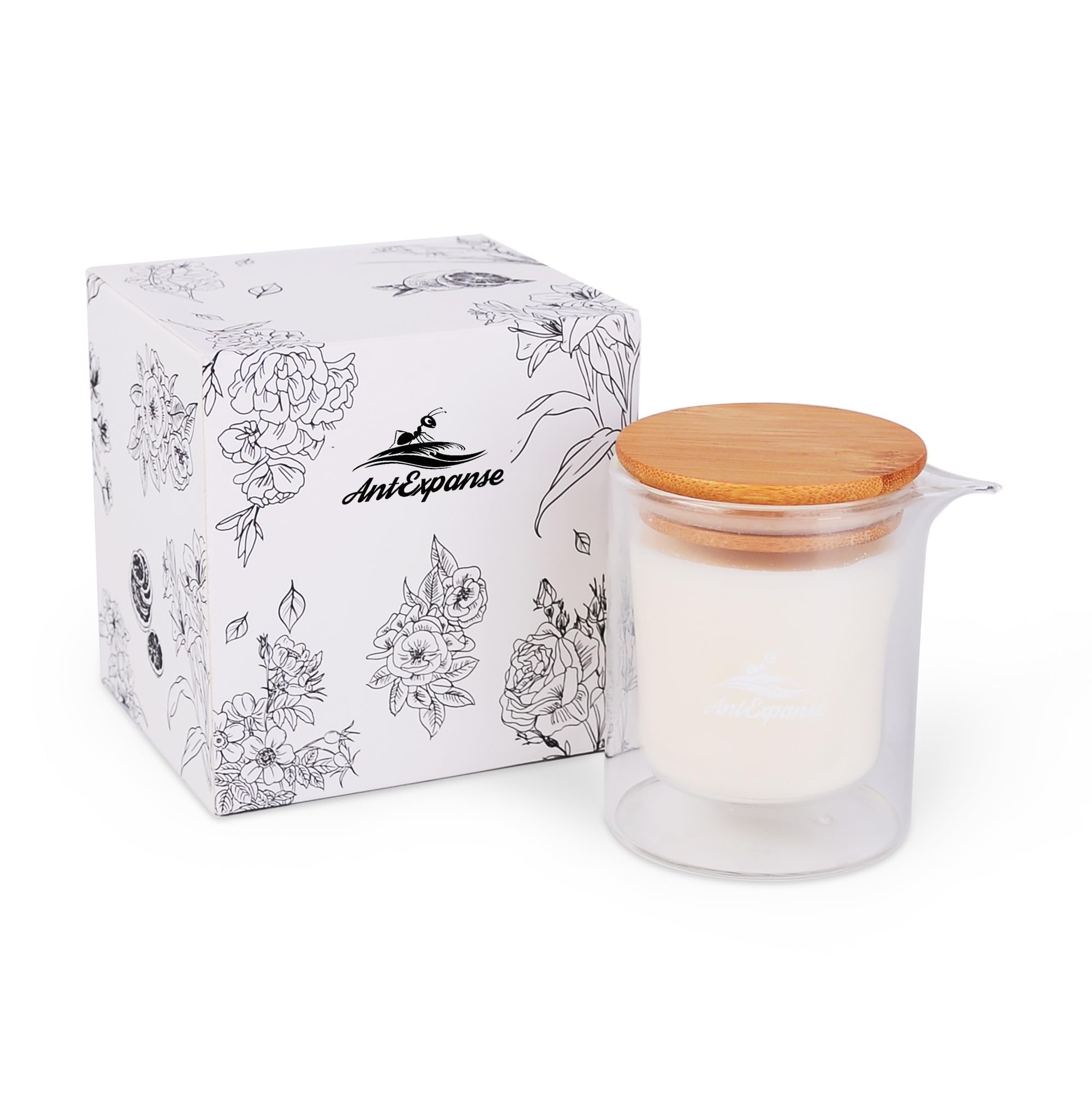 Soy Massage Oil Candle, 6.5 OZ Beautiful Double Layer Glass Low Temp Vanilla Candle, Moisturizing Essential Oil Body Massage Candle For Home & Spa, Intensive Skin Treatment Candle (Vanilla)
