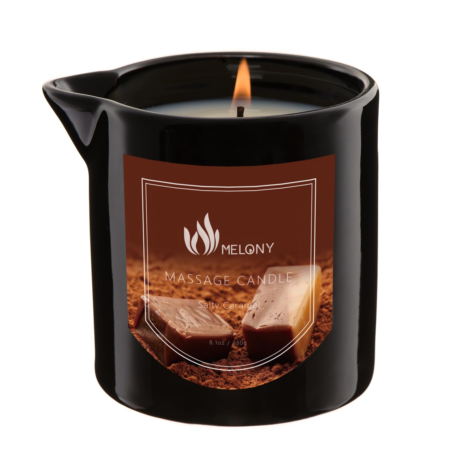 MELONY Massage Oil Candle | Great for Calming, Soothing and to Relax | with Natural Soy Wax | 8.1oz (Salty Caramel)