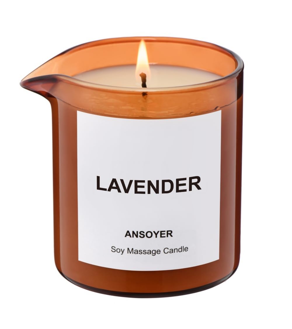Massage Oil Candle| Massage Oil for Massage Therapy| Massage Lotion Candle| 8 OZ| Amazing Gift for Men or Women (Lavender)