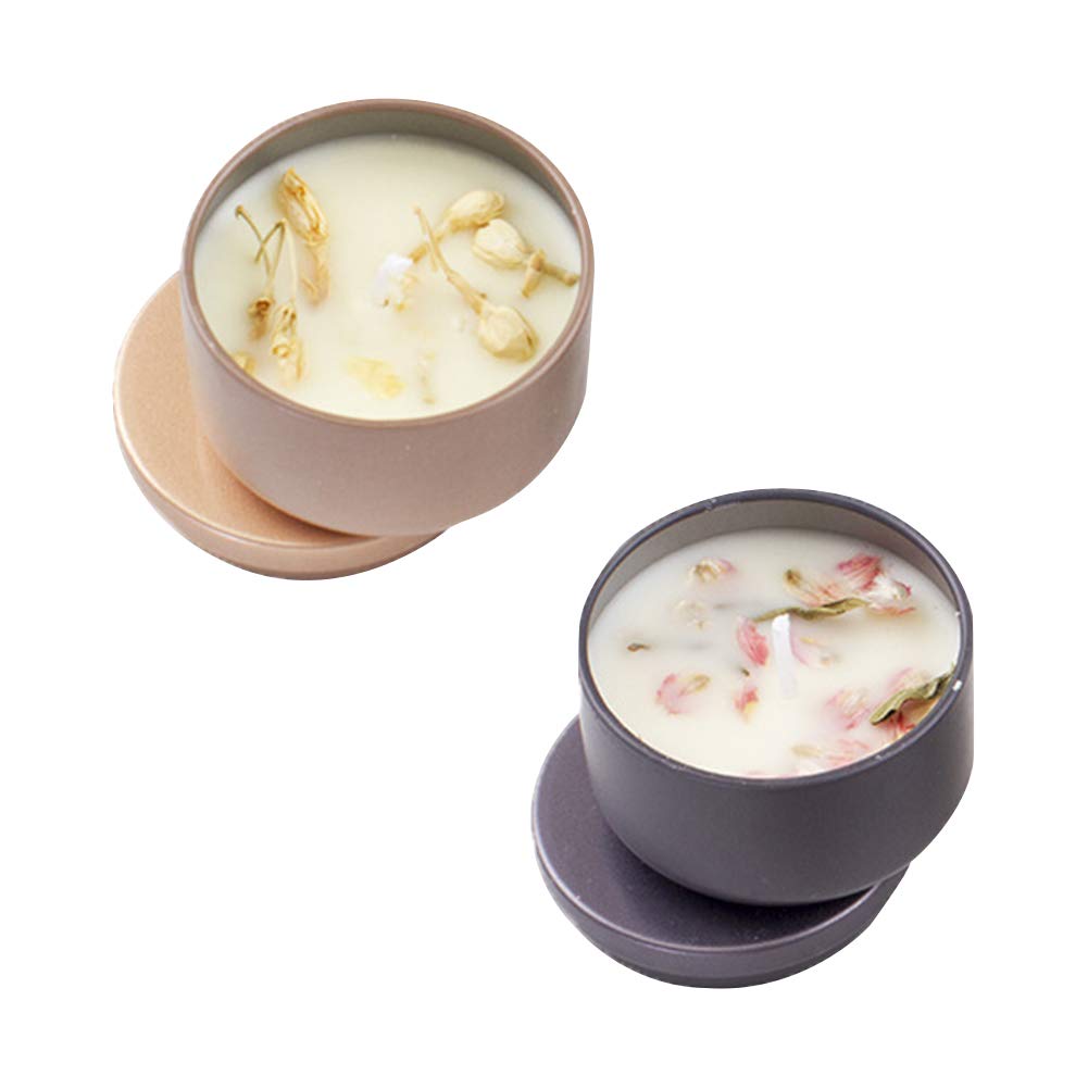 DAGEDA Purification Double Flower Jasmine Candle Natural Soy Wax Tin Spa Candle for Aromatherapy Set Good for Sleep Banishes Negative Energy Purification and Chakra Healing
