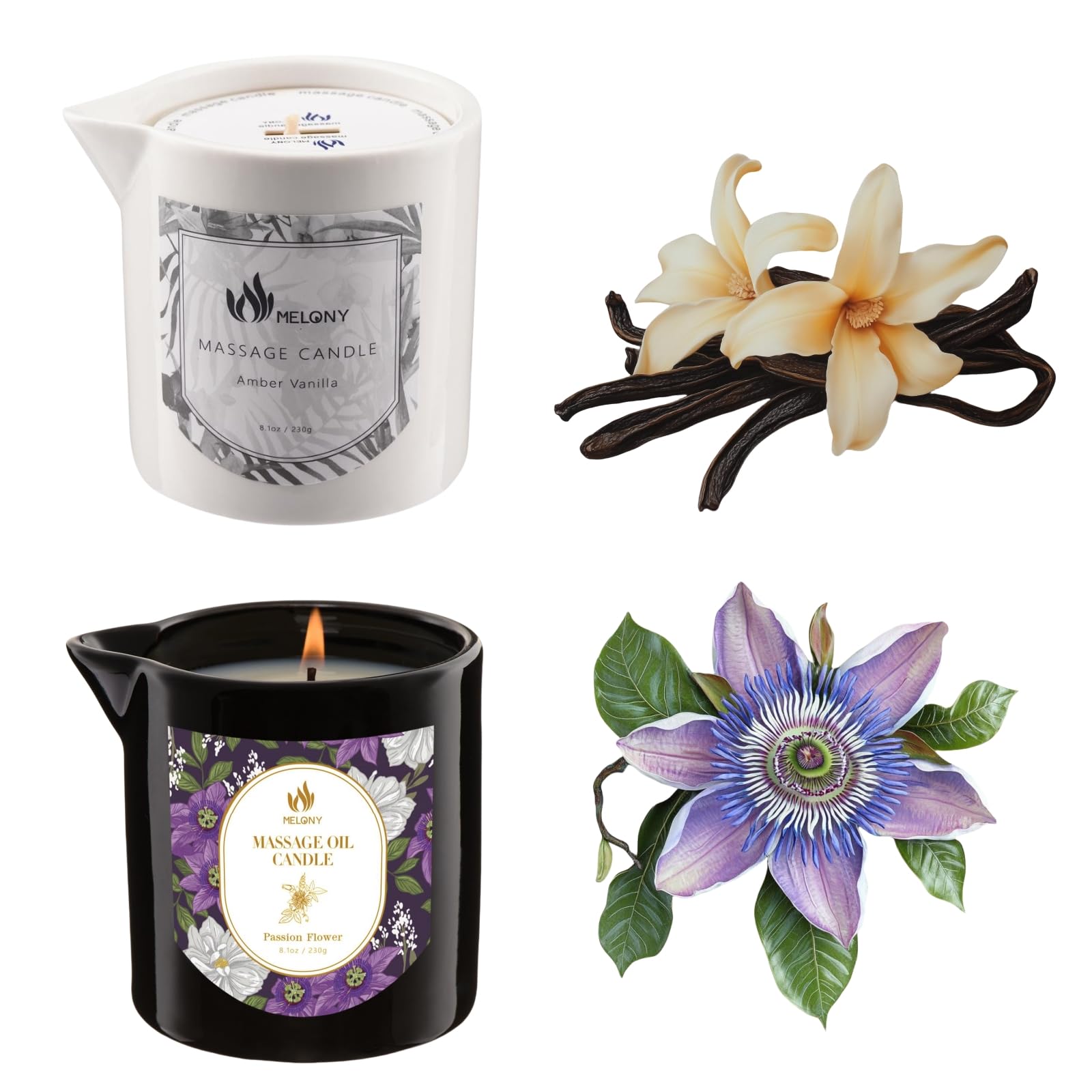 Massage Candles Amber Vanilla & Passion Flower