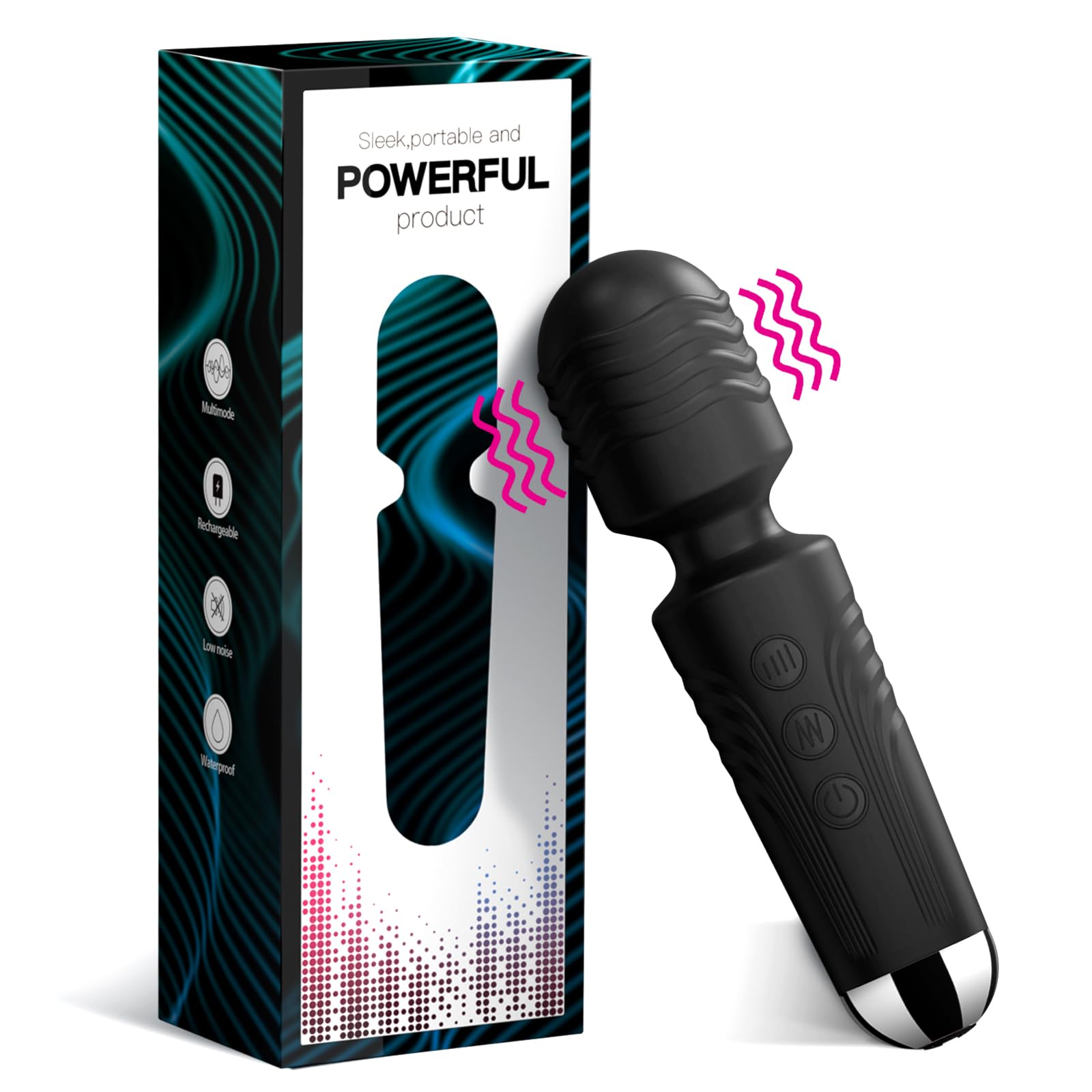 Rechargeable Personal Massager Body Back Relaxation Massager - Mini - Powerful Multi Speed Vibration - Whisper Quiet - for Muscle Tension Relief - for Back - Muscle Relaxation (Frosted Black)