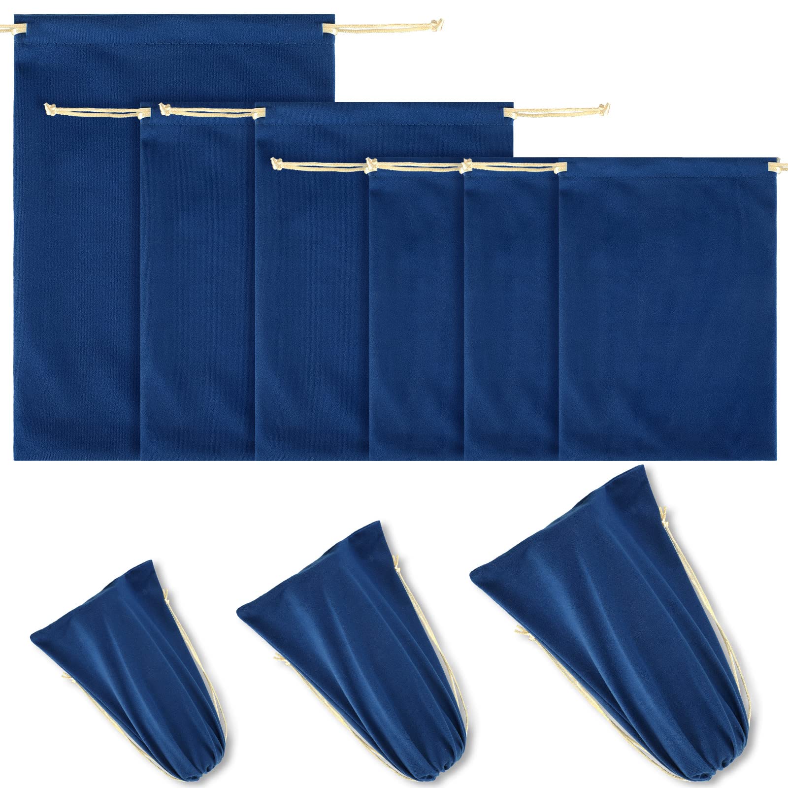 Kingdder 6 Pcs 3 Sizes Adult Toy Storage Drawstring Storage Microfiber Toy Bag Organizer Stuff Pouch Sack Drawstring Gift Bags for Jewelry Women Men Travel Camping Valentines Birthday Gifts,Dark Blue