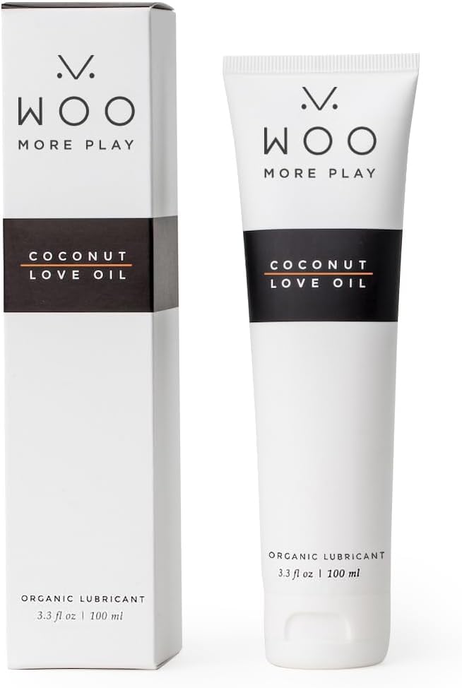 Woo More Play Coconut Love Oil | Organic Coconut Oil Personal Lubricant for Men and Women | Natural and Clean Ingredients | Doubles as Massage Oil | Relaxing Scent | 3.3 fl Oz (3.3 Fl Oz (Pack of 1))