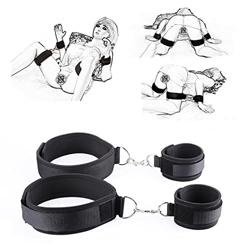 BDSM Restrain Bondage Set Padded Wrist Thigh Cuffs, Sex Toy for Women Adjustable Handcuffs Leg Straps Sexy Slave Beginner Kit for Couples SM Games