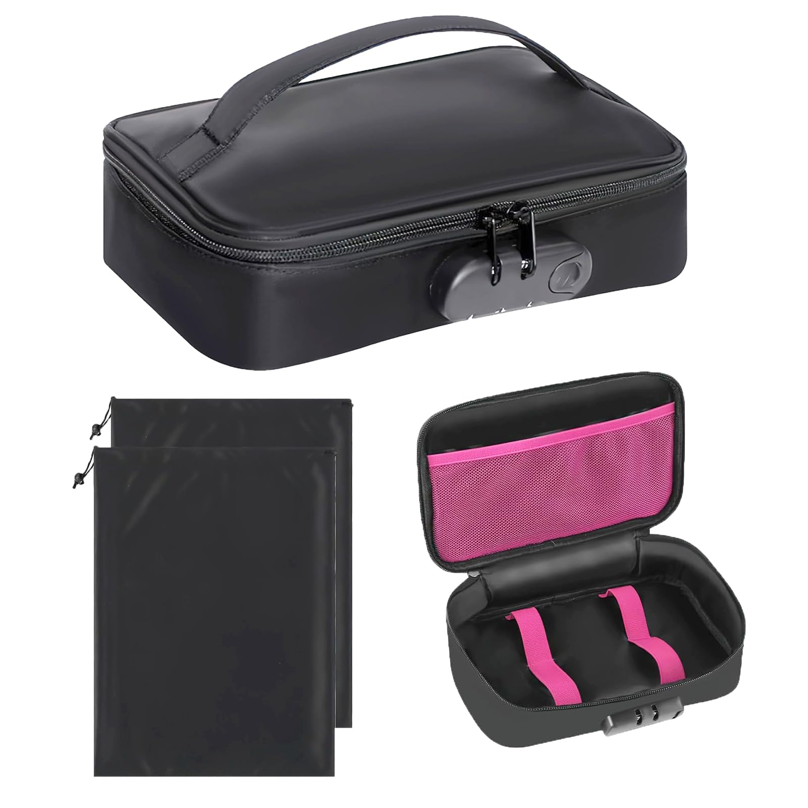 Discreet Lockable Toy Storage Bag - Adult Game Toy Storage Organizer Case for Women and Men - Lock Box Toy Organizer Travel Bag with 2 Drawstring Bags
