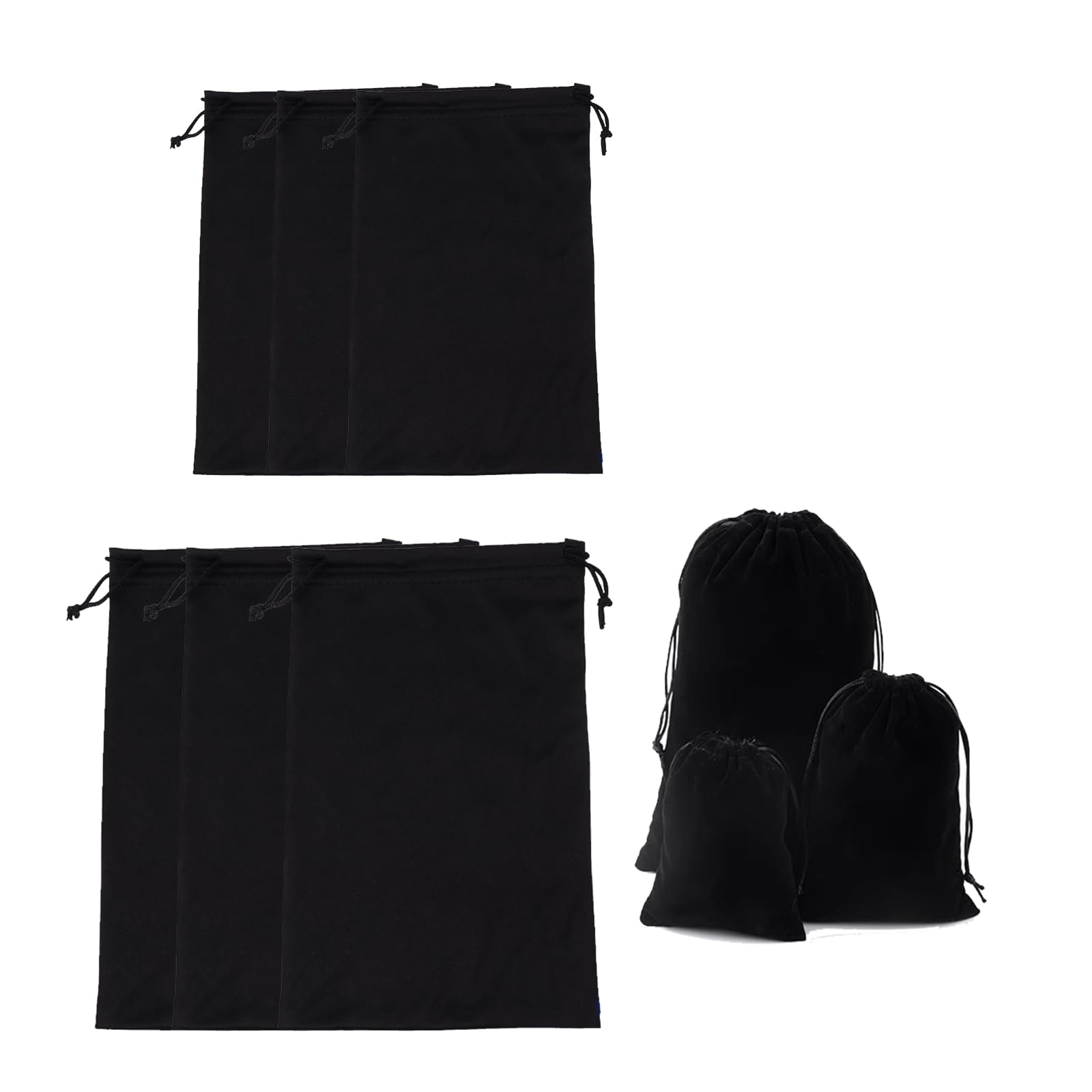 6 Pcs Adult Toy Storage Bags Drawstring Microfiber Bags Adjustable Toy Organizer Bags Gift Bags Foldable Ditty Bag for Women Men Toy Pouch Sunglasses Cosmetic (Black)