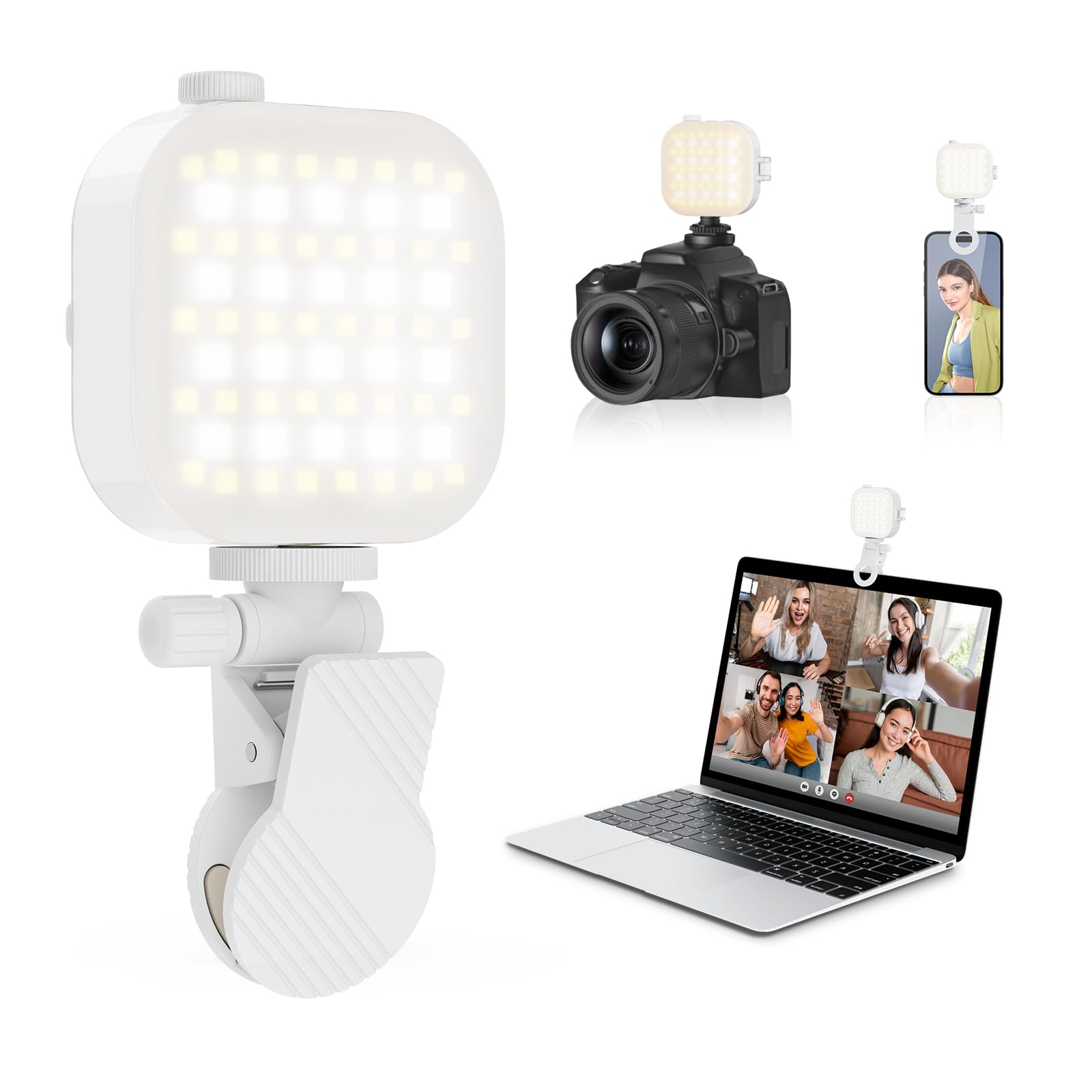 TELESIN RGB Video Camera Light, Magnetic Phone Selfie Light 360° Full Color Compatible with iPhone Magsafe, 60LED/CRI95+/2500K-9000K/2000mAh Rechargeable Portable Photography w Clip