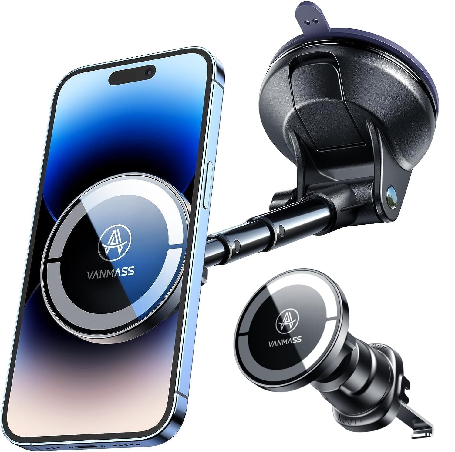 VANMASS Ultra Magnetic Car Phone Holder [2025 Upgraded Strongest Magnet] for MagSafe Car Mount Suction Cell Stand for Dashboard Windshield Vent,Mobile Accessories for iPhone 16 15 14 13 12 11 Android