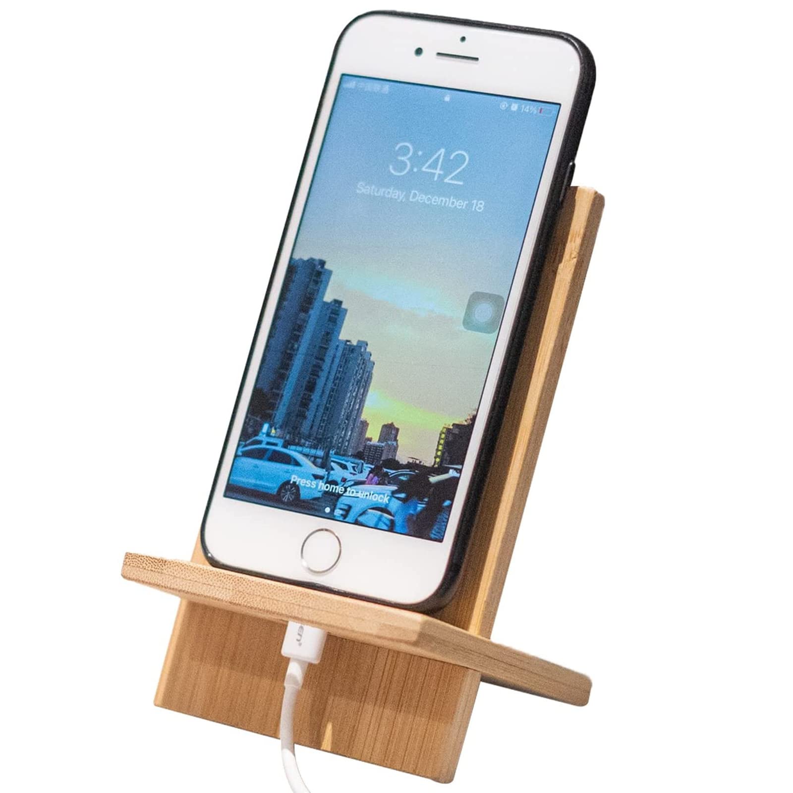 Bamboo Phone Stand with Charging Hole Detachable Portable Wood Mobile Phone Holder