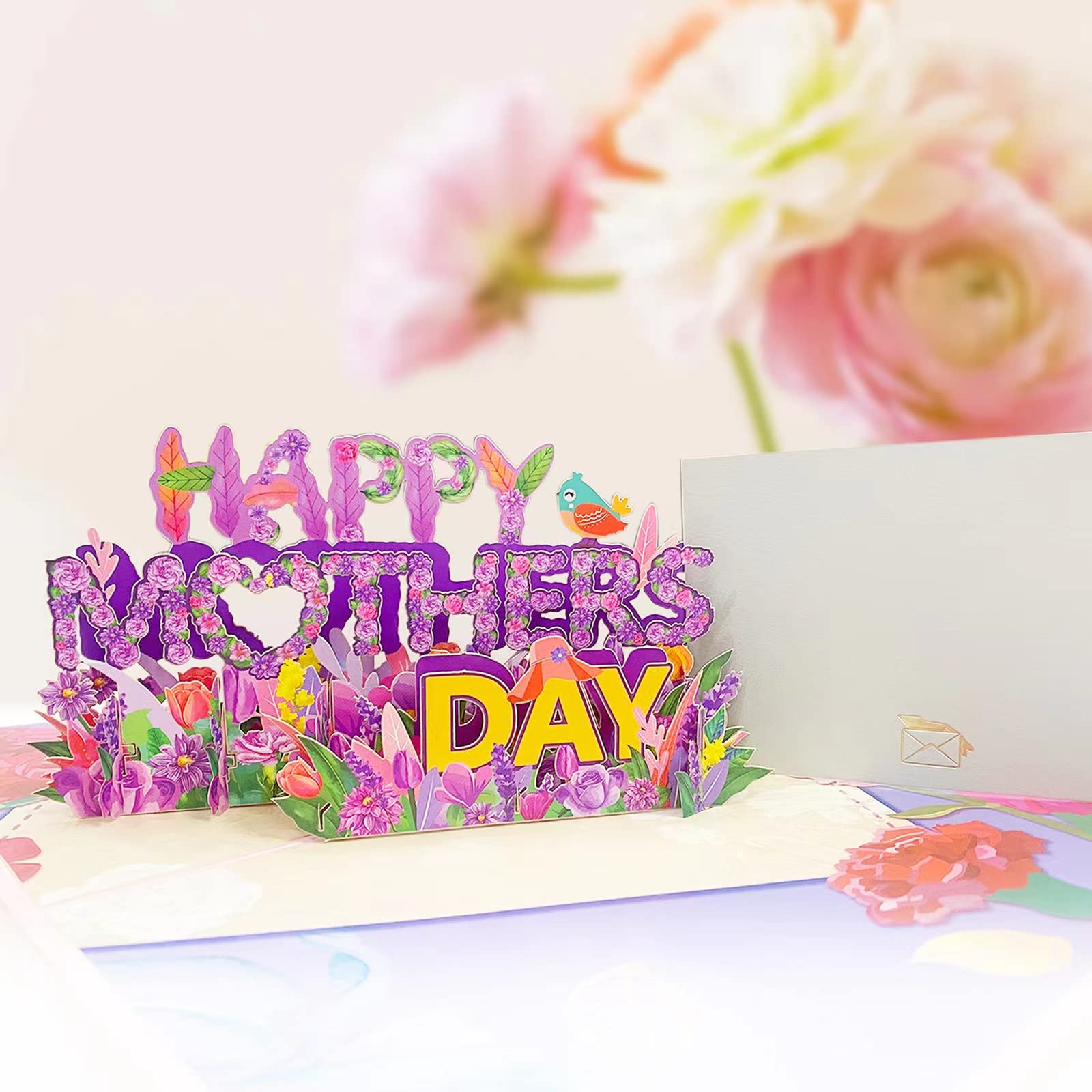 Pop Up Mothers Day Card, Happy Mother's Day Gift 3D Pop Up Card for Mom Wife Grandma