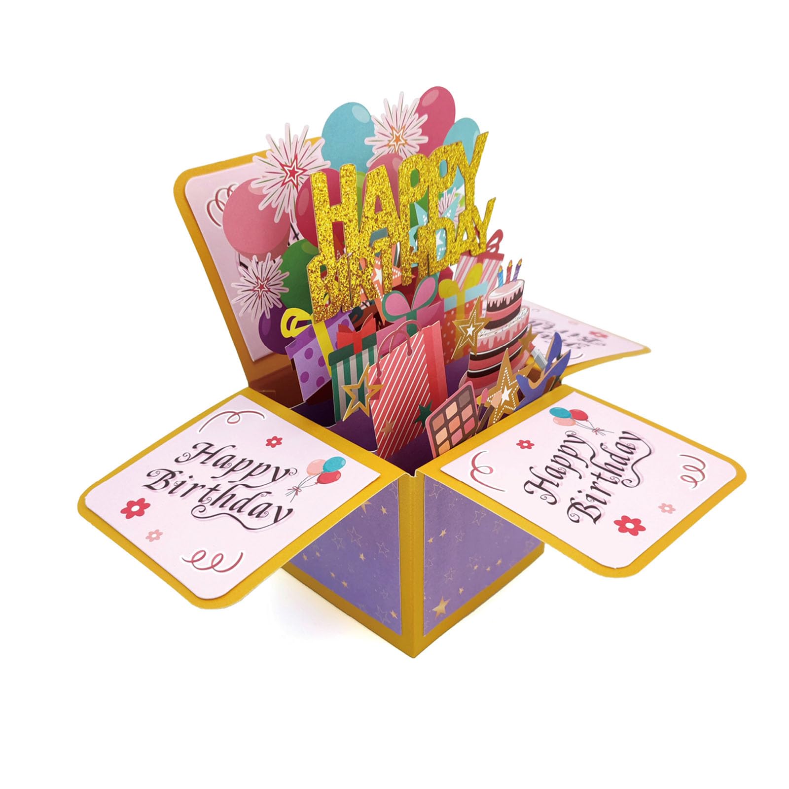 3D Happy Birthday Card, Paper Pop Up Birthday Cards Greeting Cards with Blank Card and Envelope, Unique Birthday Gift for Women Mom Wife Daughter Grandma Girlfriend (happy Birthday)