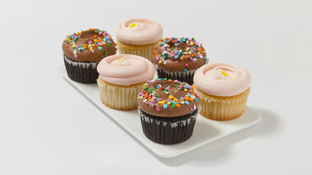 Classic Cupcake Assortment - 3 Vanilla w/ Vanilla Buttercream + 3 Chocolate w/ Chocolate Buttercream