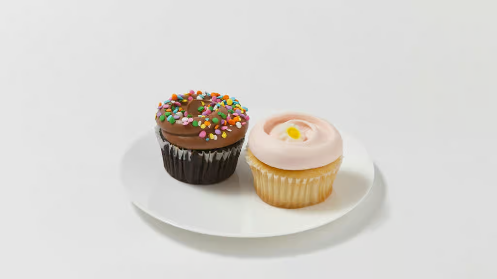 One Vanilla Cupcake w/ Vanilla Buttercream + One Chocolate Cupcake w/ Chocolate Buttercream