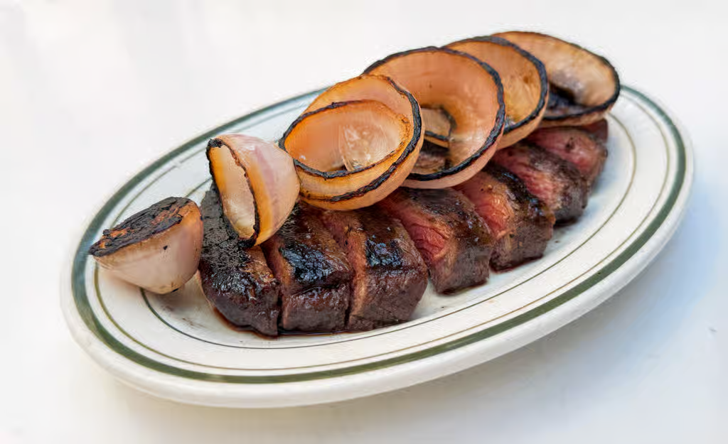 wood grilled & red wine marinated prime top sirloin steak