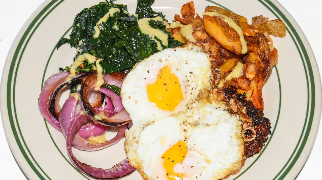 olive oil fried egg plate