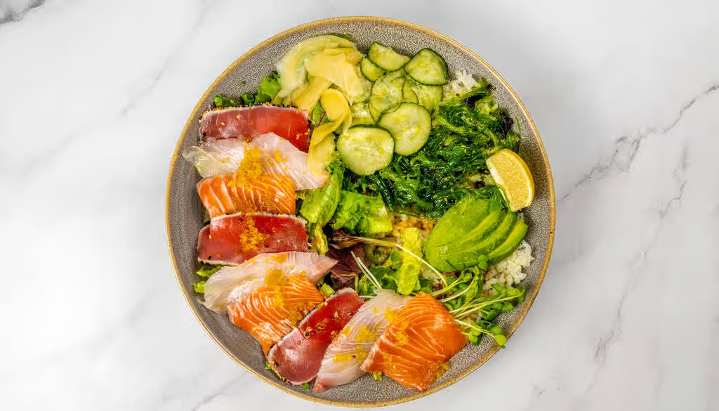 Sashimi Trio Bowl | Kanpachi, Salmon, Ahi