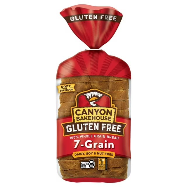 Canyon Bakehouse 7-Grain Sandwich Bread, Gluten Free Bread, 100% Whole Grain, Frozen, 18 oz Loaf